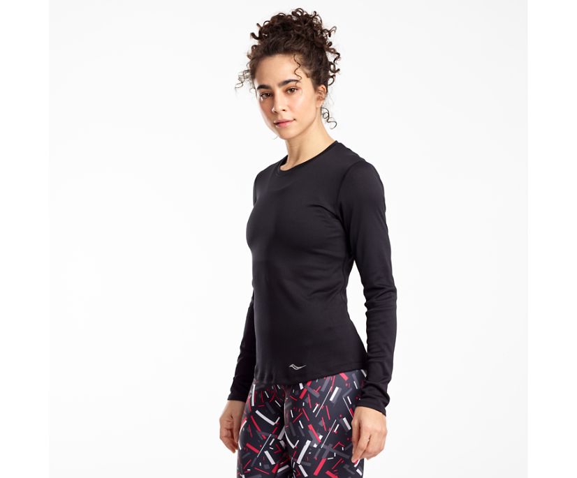 Camisas Saucony Stopwatch Long Sleeve Mujer Negros | México 294ILHS